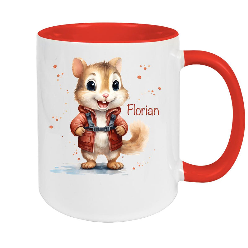 Tasse Wunschname Chipmunk 1 Keramik Kinderbecher personalisiert versch. Farben