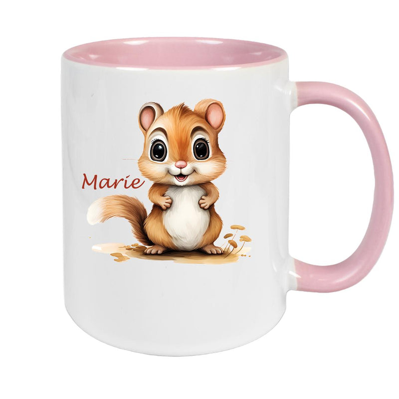 Tasse Wunschname Chipmunk 2 Keramik Kinderbecher personalisiert versch. Farben