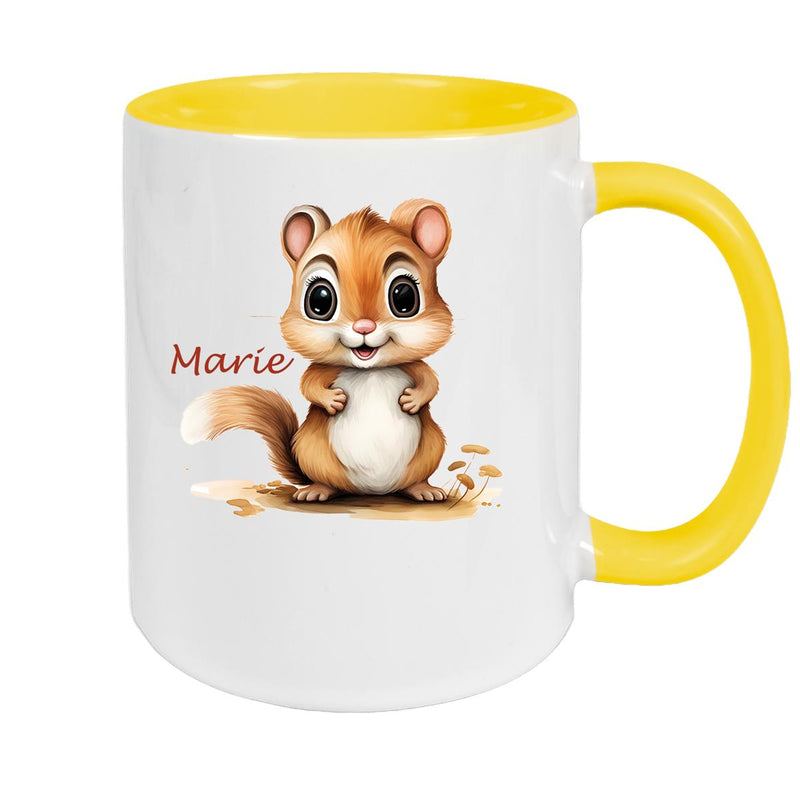 Tasse Wunschname Chipmunk 2 Keramik Kinderbecher personalisiert versch. Farben