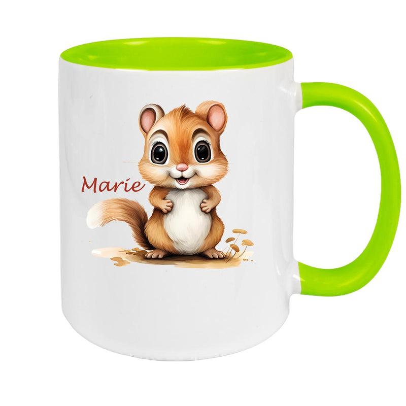 Tasse Wunschname Chipmunk 2 Keramik Kinderbecher personalisiert versch. Farben