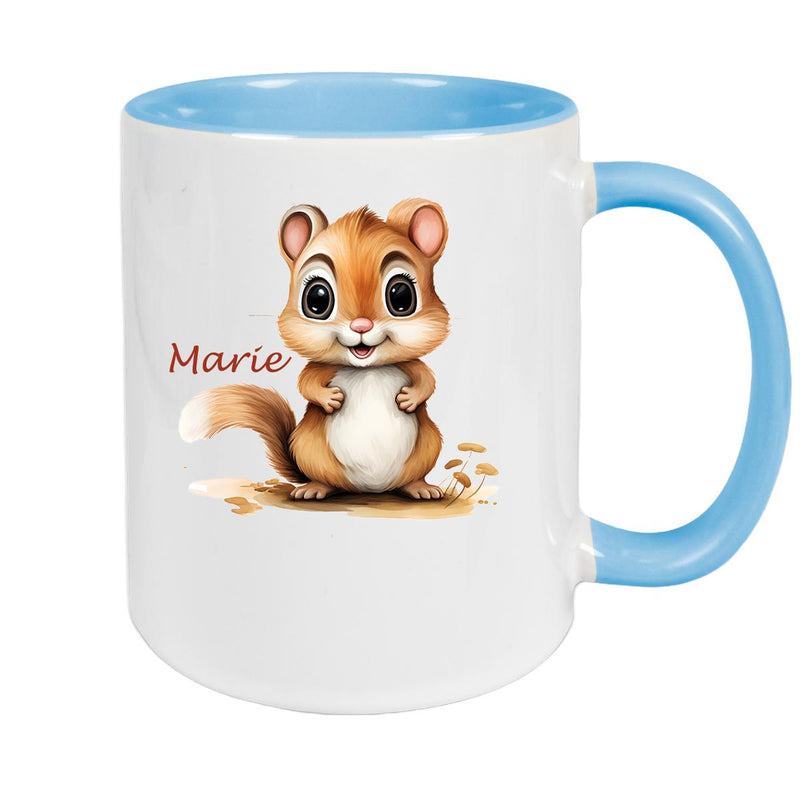 Tasse Wunschname Chipmunk 2 Keramik Kinderbecher personalisiert versch. Farben