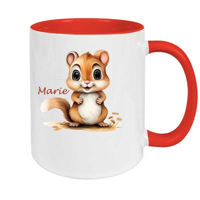 Tasse Wunschname Chipmunk 2 Keramik Kinderbecher personalisiert versch. Farben