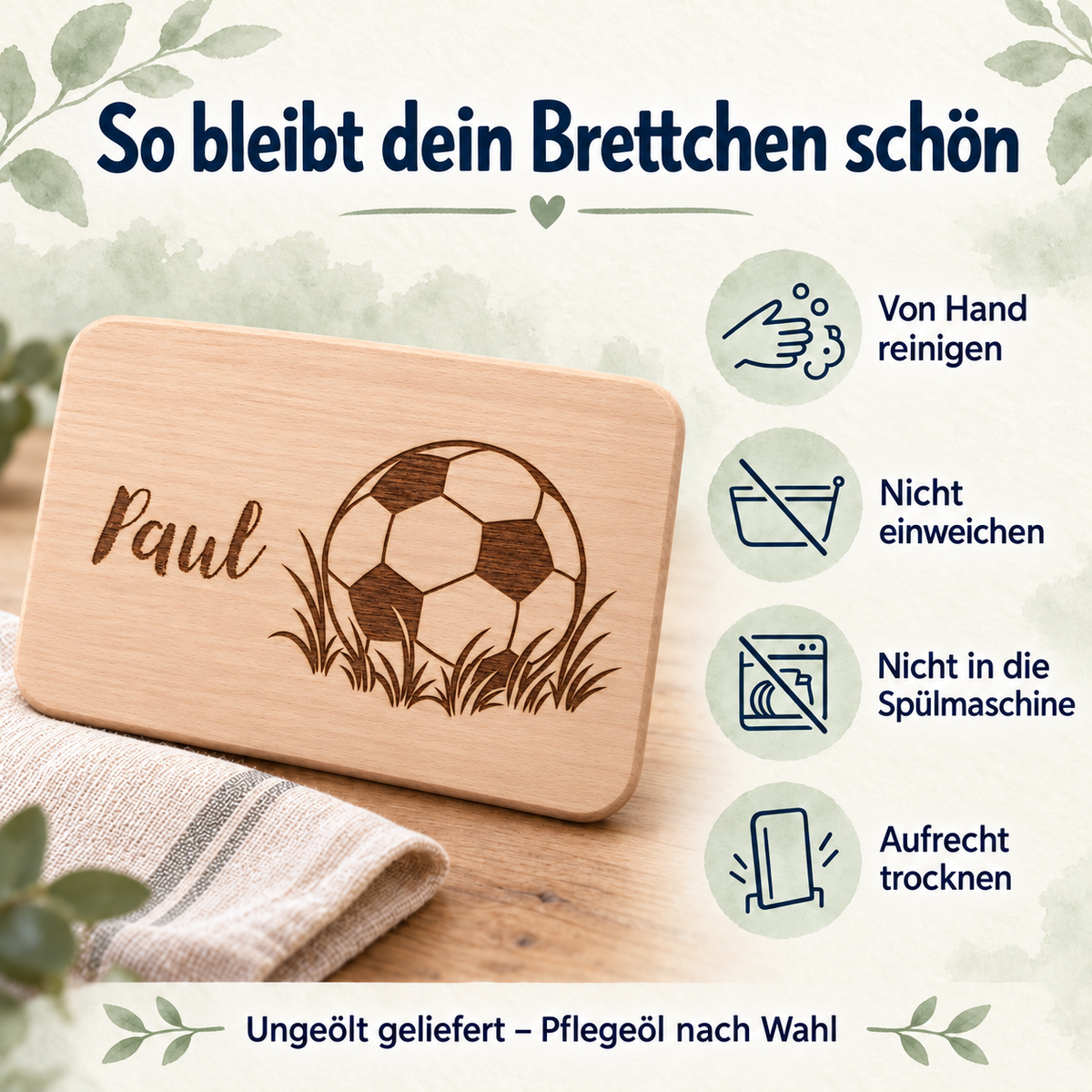 MUCKKI-PRO:0a8707f9e0b8db3d50de52a2a0de828480eaebb4fcfbc8b155803b0efdf39703:Frühstücksbrett personalisiert Fußball 3, Holzbrett, Brettchen personalisiert