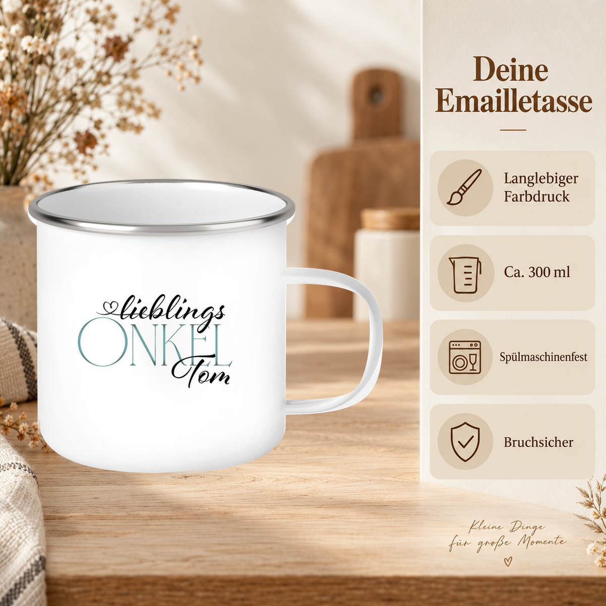 MUCKKI-PRO:da27283db145bf2b3c36870b5d12c06edc5696f8027a602f66e0c8fa7785a0c3:Tasse Wunschname Lieblings-Onkel 1 Emaille personalisiert