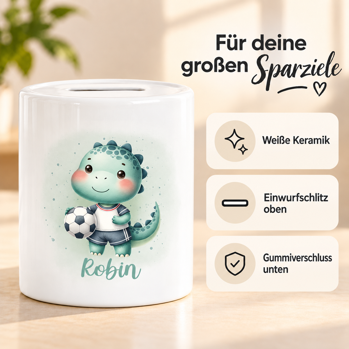 MUCKKI-PRO:50e0fcef25d30dcd4650a679ee05791829706a29291aadbf380195dc7ce1b2cc:Spardose mit Wunschname Fußball  15 personalisiert