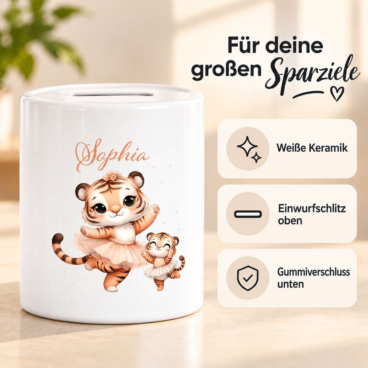 MUCKKI-PRO:716007375443f936d5211a784288b512fe59cfb9a4dd47c3a15a14eecf5da4df:Spardose mit Wunschname Tiger 2 personalisiert