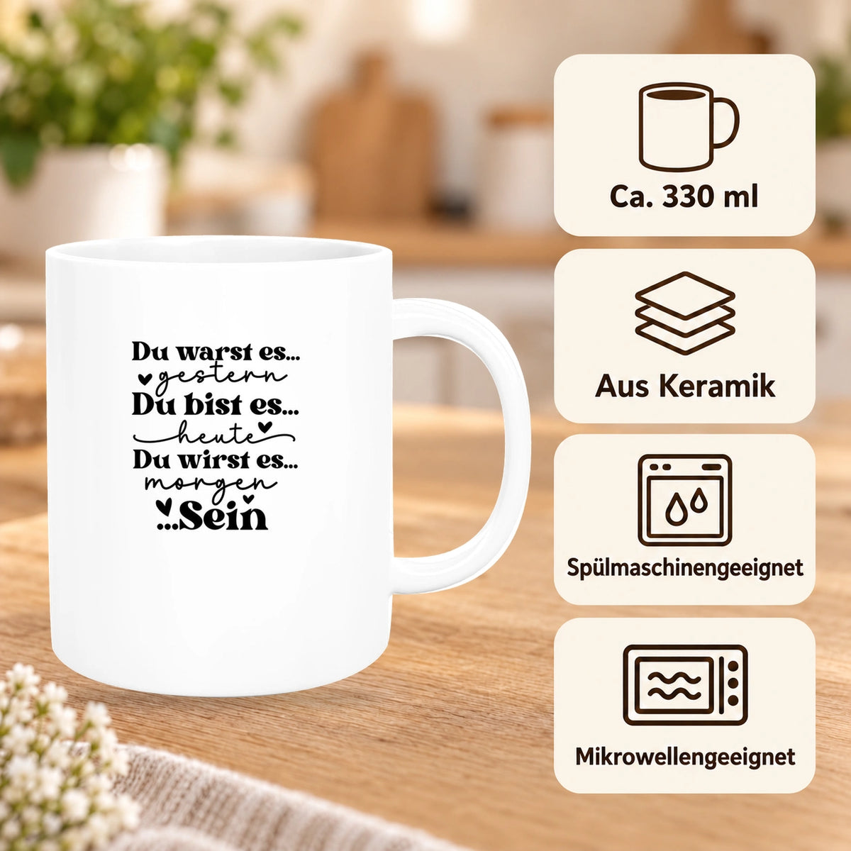 MUCKKI-PRO:ea63c89832daadf3d648b0820375b499ba8e888d305dcc214b4d157602870312:Tasse Spruch "Du bist es" Valentinstag 12 Keramik versch. Farben