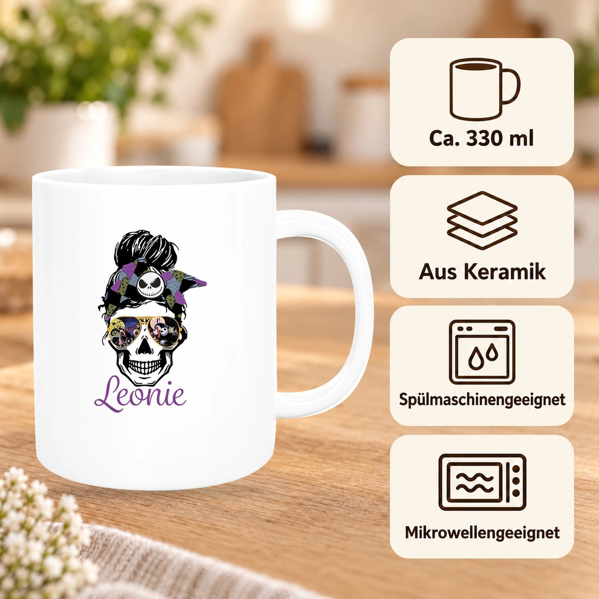 MUCKKI-PRO:7fbfd3bddfea59776f24a25360549fe68099c7f4ed6e8fabafa36df6fdadf7cc:Tasse Wunschname Weihnachten Nightmare before Christmas 8 Keramik versch. Farben