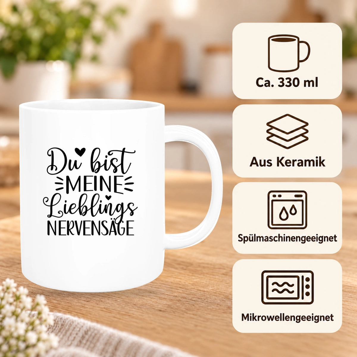 Tasse Liebe - Spruch "Du bist MEINE Lieblings NERVENSÄGE" Valentinstag Wunschnamen Keramik personalisiert versch. Farben