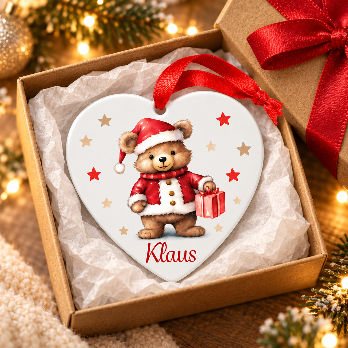 MUCKKI-PRO:af790d1b8c8705bcad346e23b55ea0d757c02606f1cd7e6f7938ecd35a4cdf89:Weihnachtsanhänger personalisiert Teddy Sterne mit 1 Namen – Rund, Stern, Herz oder Glocke