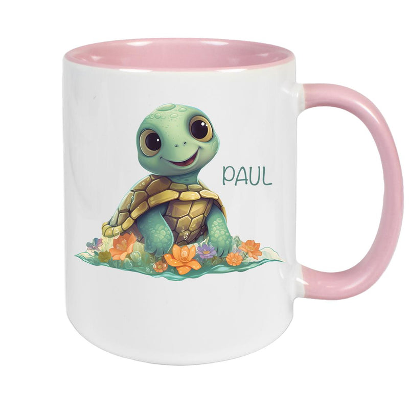 Tasse Wunschname Schildkröte 1 Keramik Kinderbecher personalisiert versch. Farben