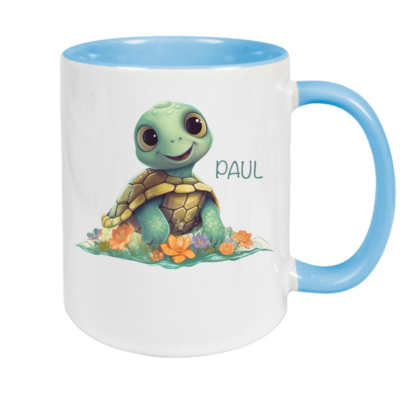 Tasse Wunschname Schildkröte 1 Keramik Kinderbecher personalisiert versch. Farben