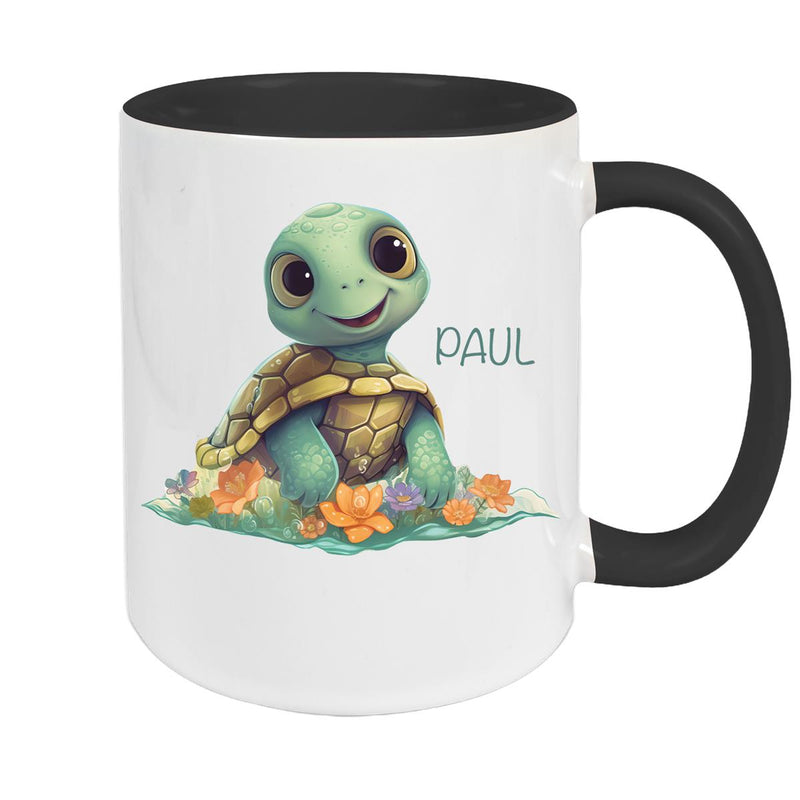 Tasse Wunschname Schildkröte 1 Keramik Kinderbecher personalisiert versch. Farben