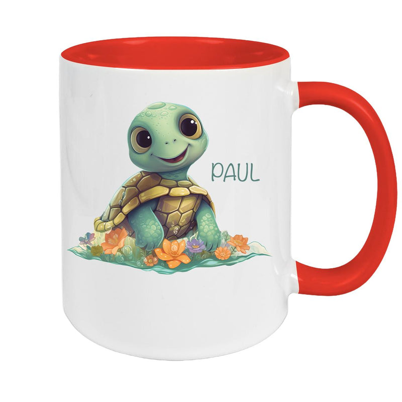 Tasse Wunschname Schildkröte 1 Keramik Kinderbecher personalisiert versch. Farben
