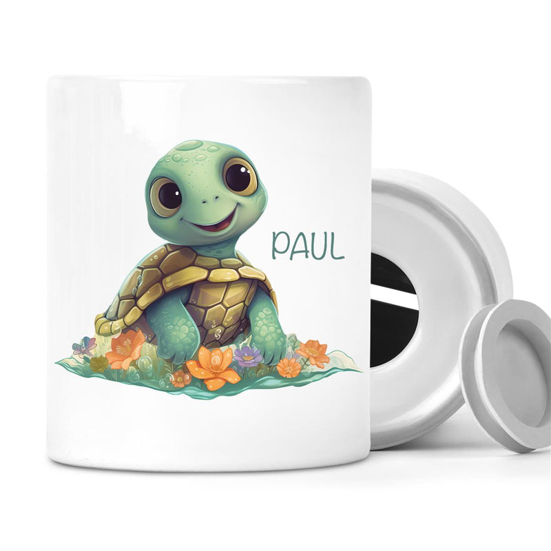 Spardose mit Wunschname Schildkröte 1 personalisiert