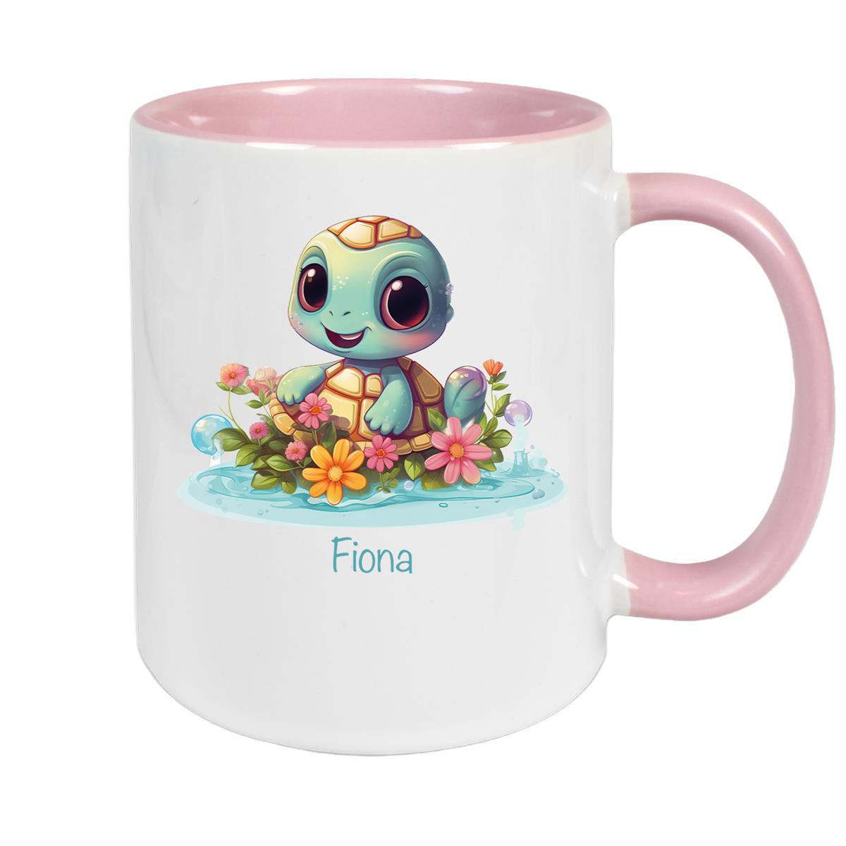 Tasse Wunschname Schildkröte 2 Keramik Kinderbecher personalisiert versch. Farben