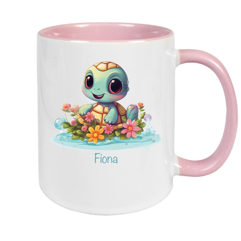 Tasse Wunschname Schildkröte 2 Keramik Kinderbecher personalisiert versch. Farben