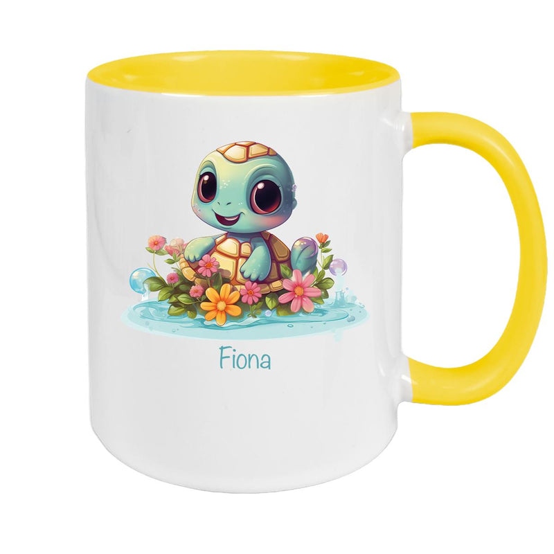 Tasse Wunschname Schildkröte 2 Keramik Kinderbecher personalisiert versch. Farben
