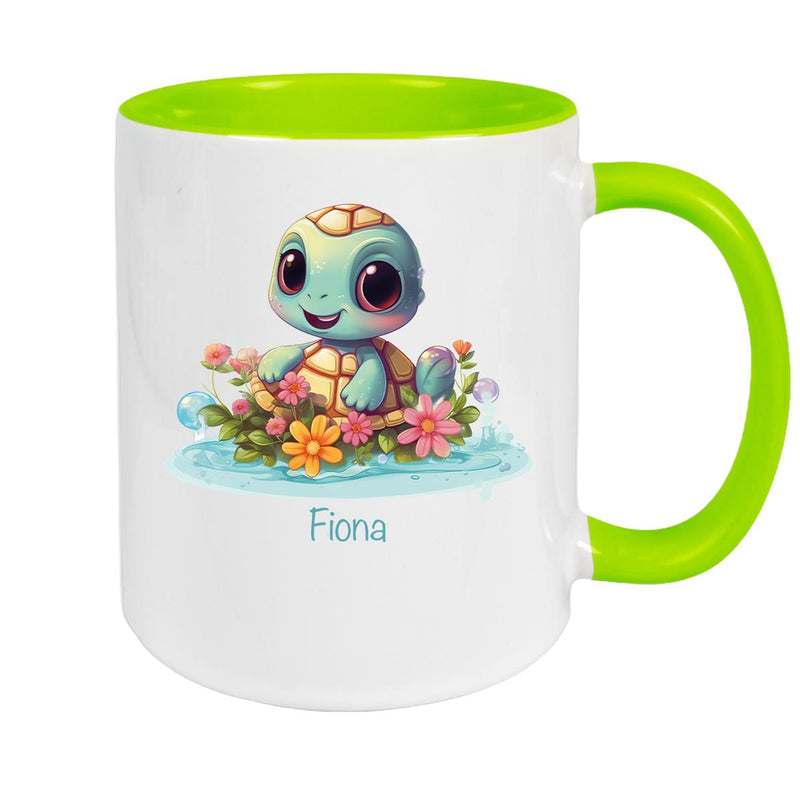 Tasse Wunschname Schildkröte 2 Keramik Kinderbecher personalisiert versch. Farben