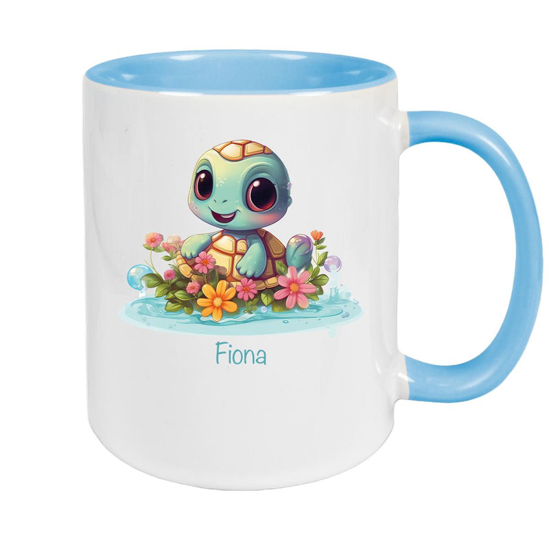 Tasse Wunschname Schildkröte 2 Keramik Kinderbecher personalisiert versch. Farben