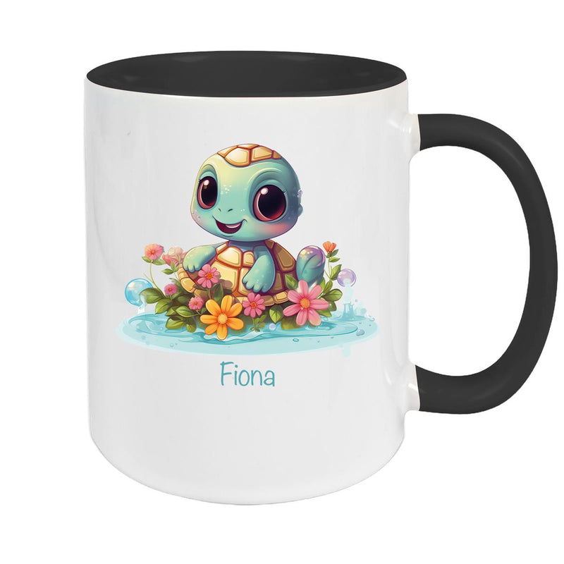 Tasse Wunschname Schildkröte 2 Keramik Kinderbecher personalisiert versch. Farben