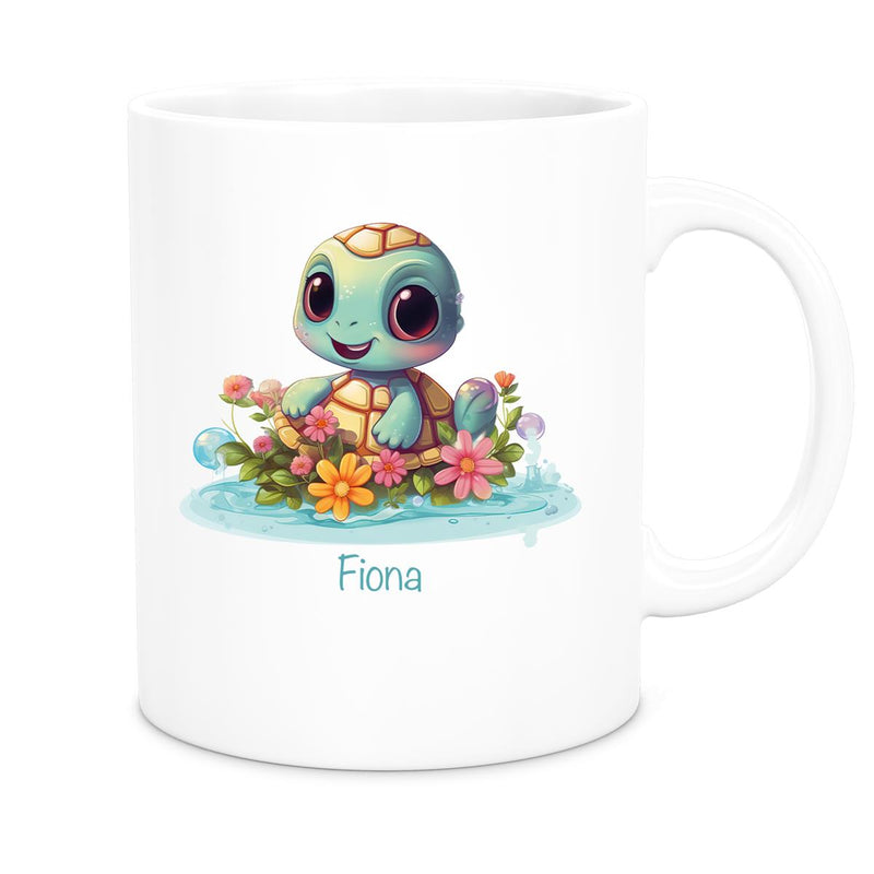 Tasse Wunschname Schildkröte 2 Keramik Kinderbecher personalisiert versch. Farben
