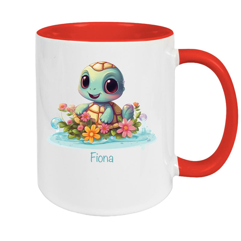 Tasse Wunschname Schildkröte 2 Keramik Kinderbecher personalisiert versch. Farben