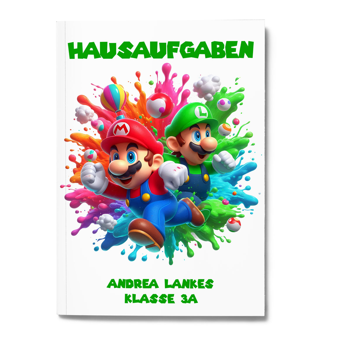 Hausaufgabenheft Super-Mario 2 DIN A5 - 48 Blatt mit Name und Klasse