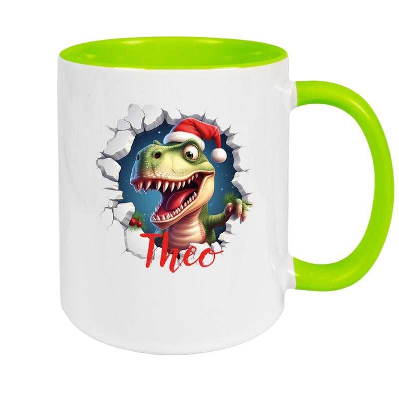 Tasse Wunschname Christmas Dino 1 Keramik Kinderbecher versch. Farben