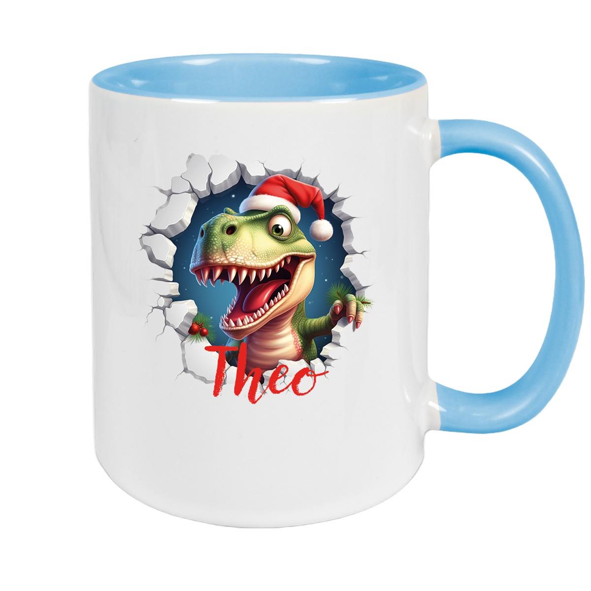 Tasse Wunschname Christmas Dino 1 Keramik Kinderbecher versch. Farben