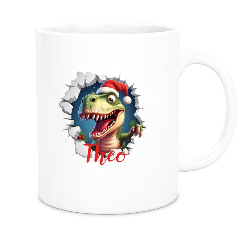 Tasse Wunschname Christmas Dino 1 Keramik Kinderbecher versch. Farben