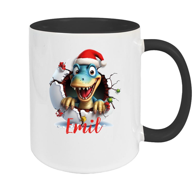 Tasse Wunschname Christmas Dino 2 Keramik Kinderbecher versch. Farben