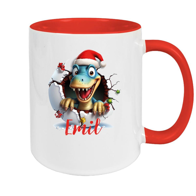 Tasse Wunschname Christmas Dino 2 Keramik Kinderbecher versch. Farben