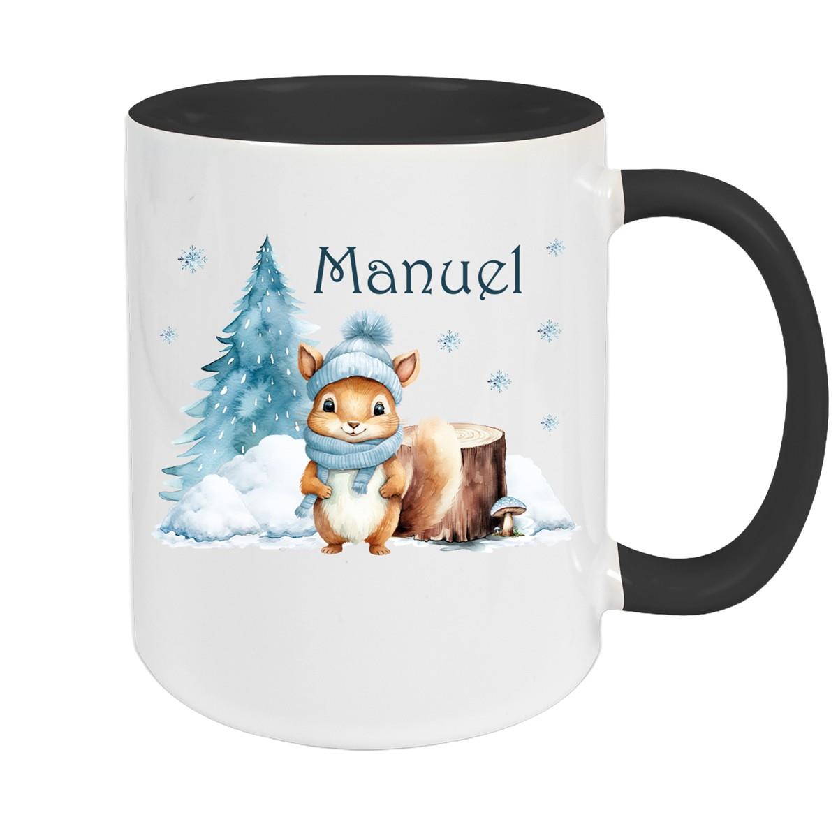 Tasse Wunschname Weihnachten Eichhörnchen 1 Keramik Kinderbecher versch. Farben