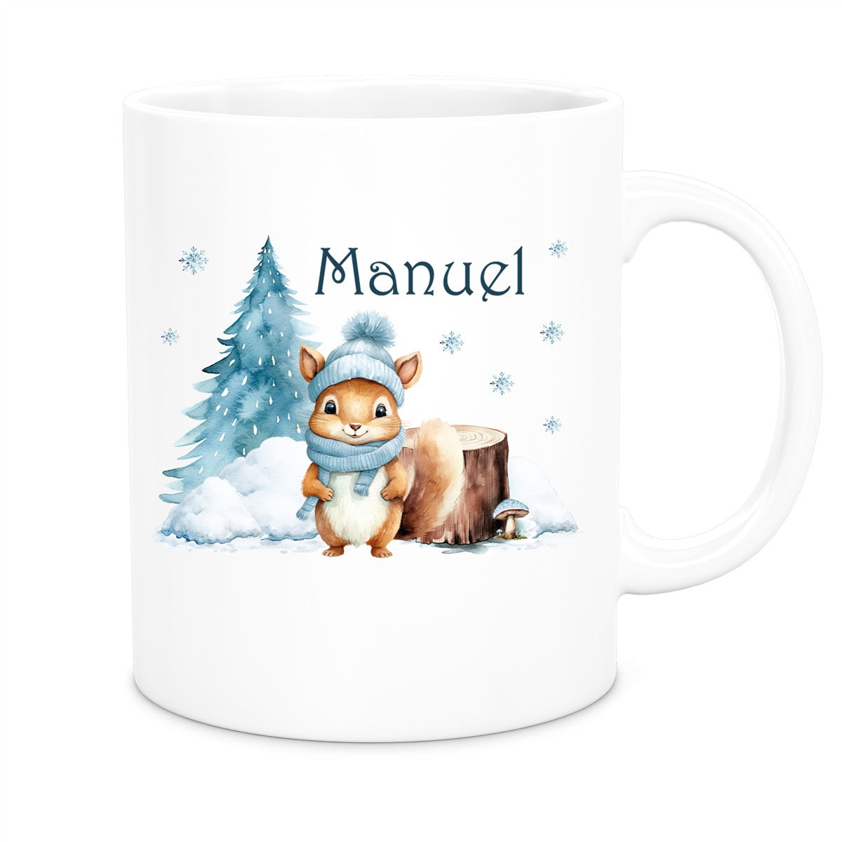 Tasse Wunschname Weihnachten Eichhörnchen 1 Keramik Kinderbecher versch. Farben