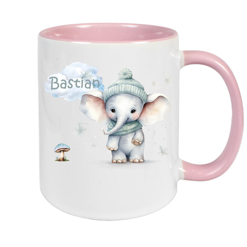 Tasse Wunschname Weihnachten Elefant 1 Keramik Kinderbecher versch. Farben