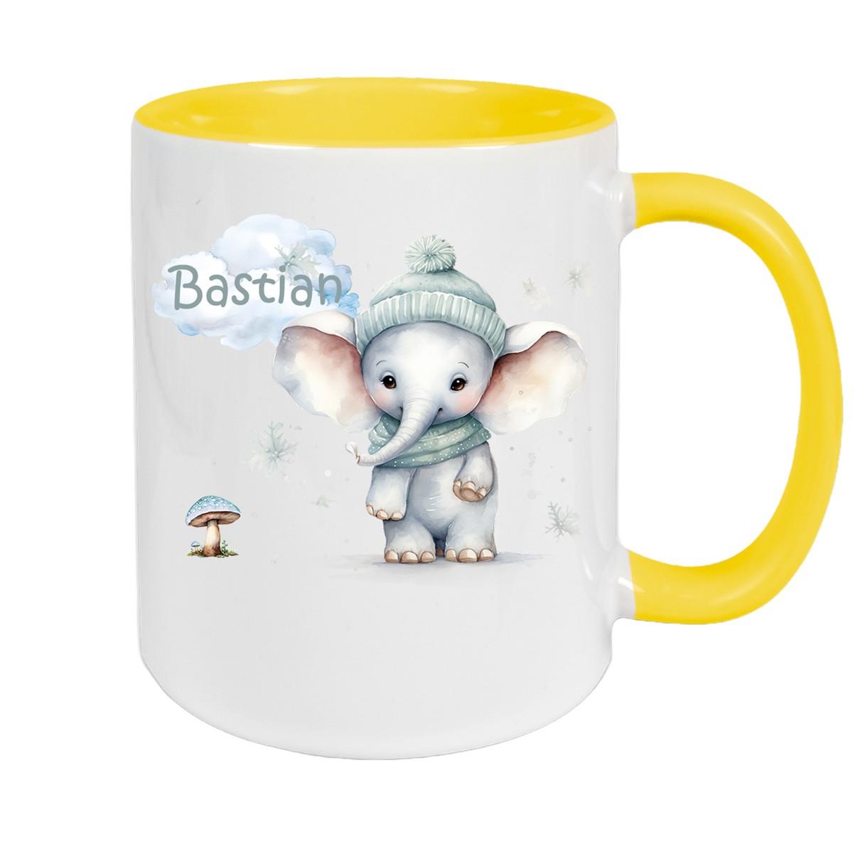 Tasse Wunschname Weihnachten Elefant 1 Keramik Kinderbecher versch. Farben