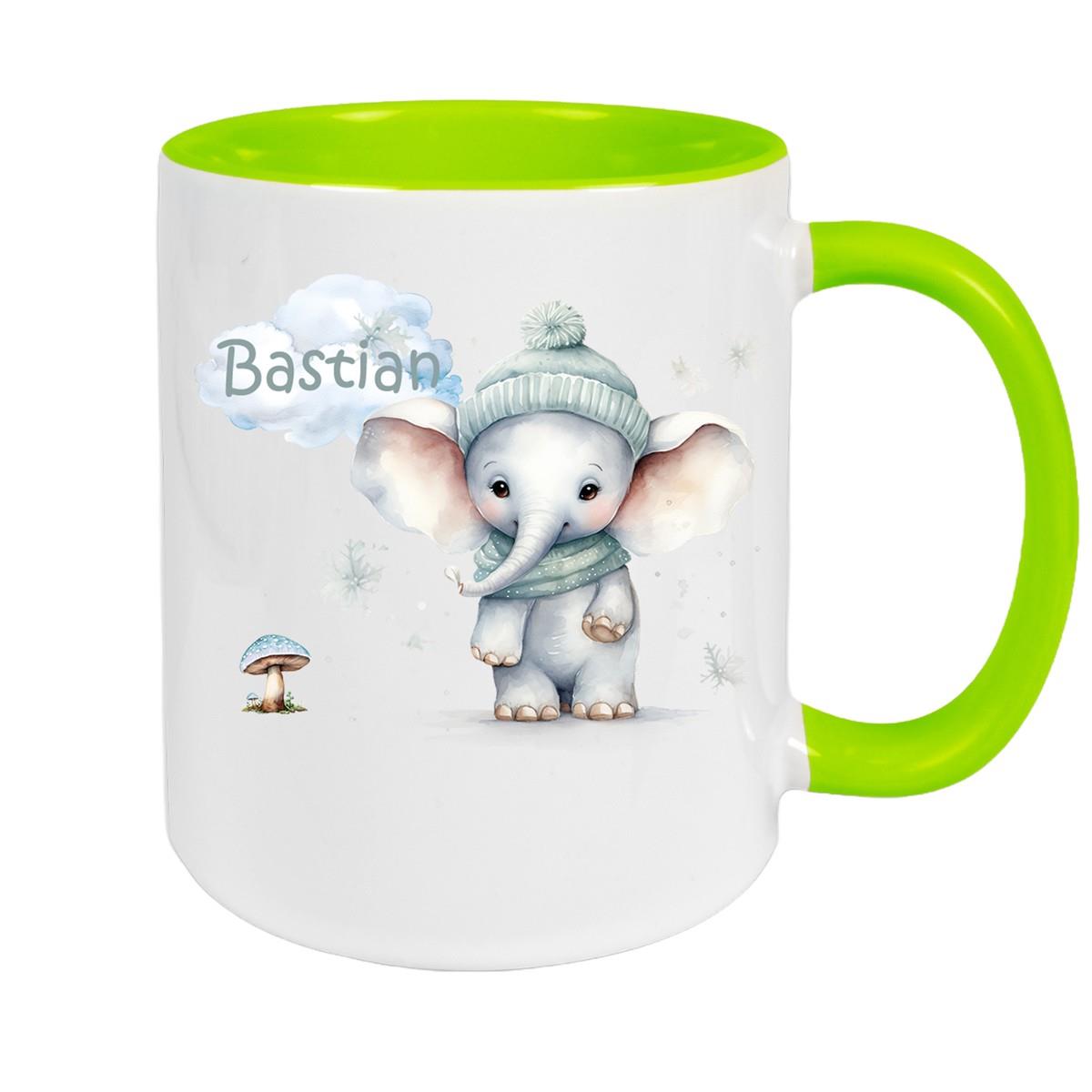 Tasse Wunschname Weihnachten Elefant 1 Keramik Kinderbecher versch. Farben
