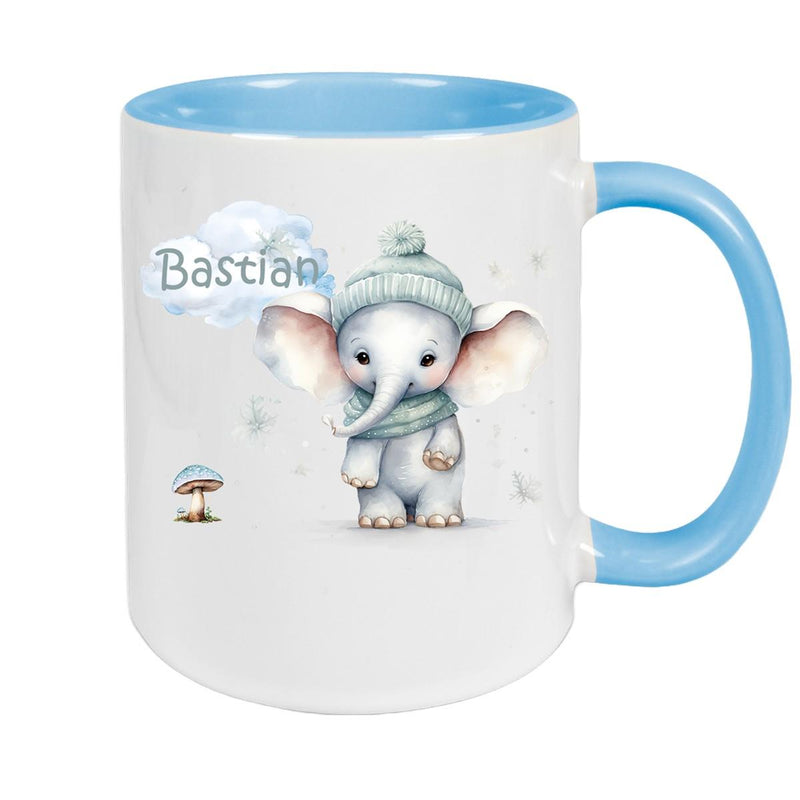 Tasse Wunschname Weihnachten Elefant 1 Keramik Kinderbecher versch. Farben