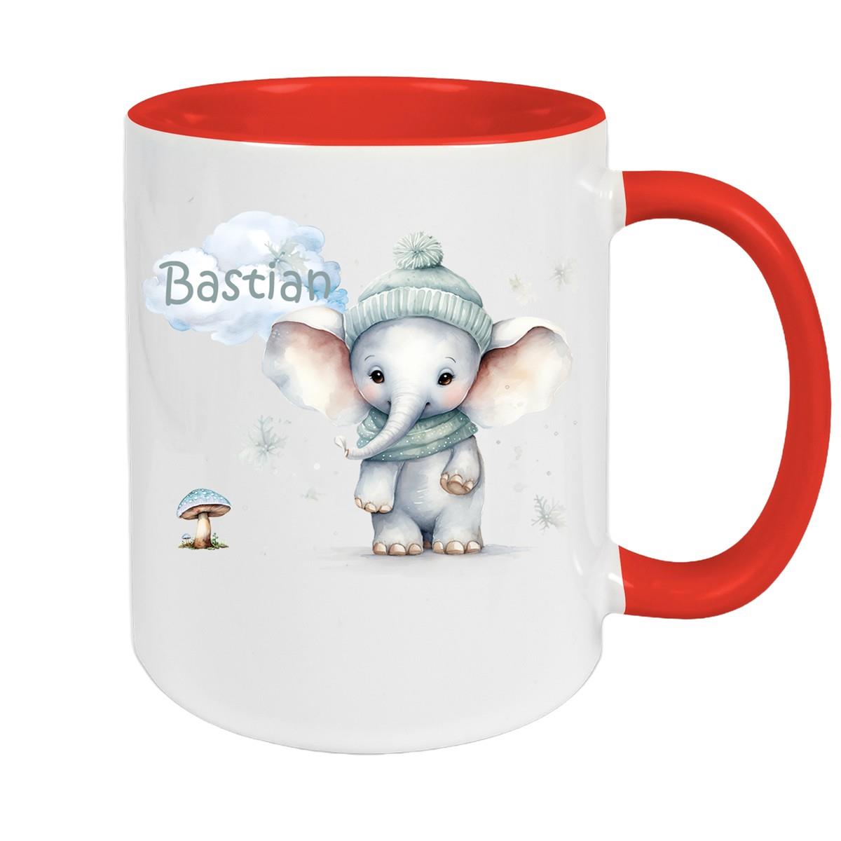 Tasse Wunschname Weihnachten Elefant 1 Keramik Kinderbecher versch. Farben