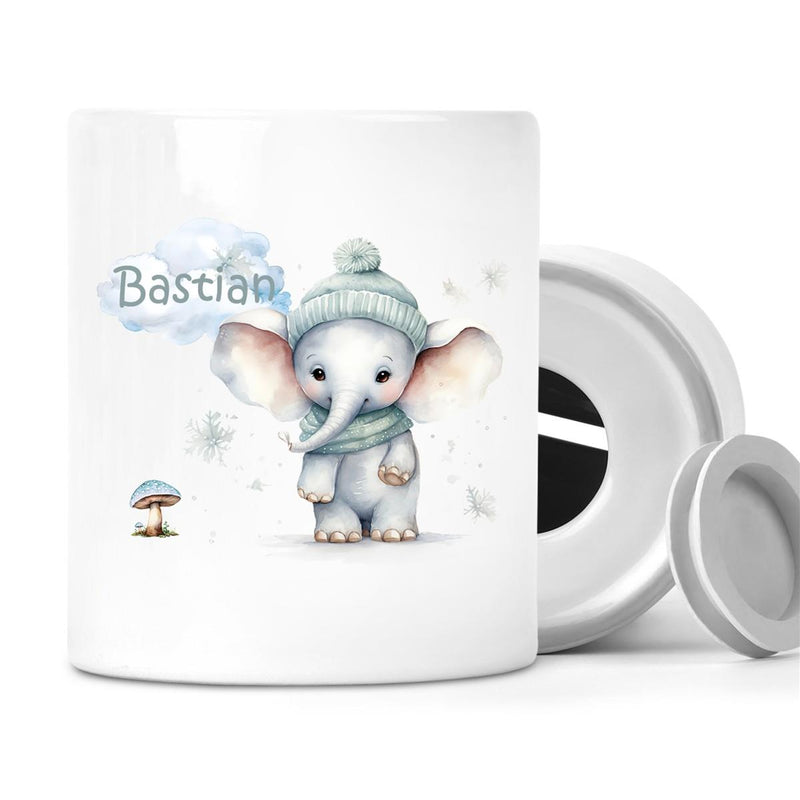 Spardose mit Wunschname Weihnachten Elefant 1 personalisiert