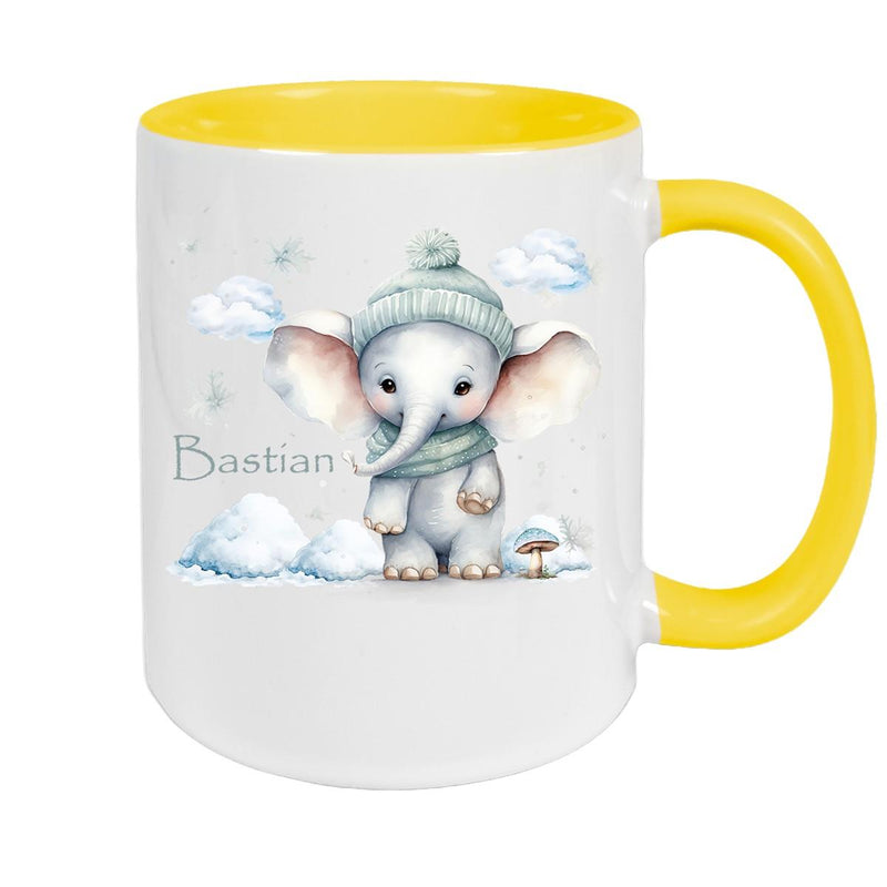 Tasse Wunschname Christmas Elefant 2 Keramik Kinderbecher versch. Farben