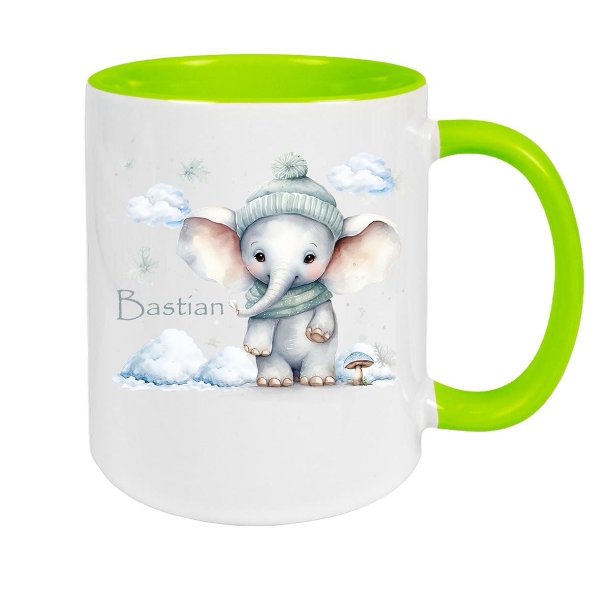 Tasse Wunschname Christmas Elefant 2 Keramik Kinderbecher versch. Farben