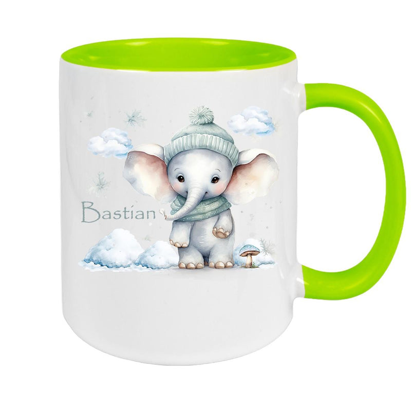 Tasse Wunschname Christmas Elefant 2 Keramik Kinderbecher versch. Farben