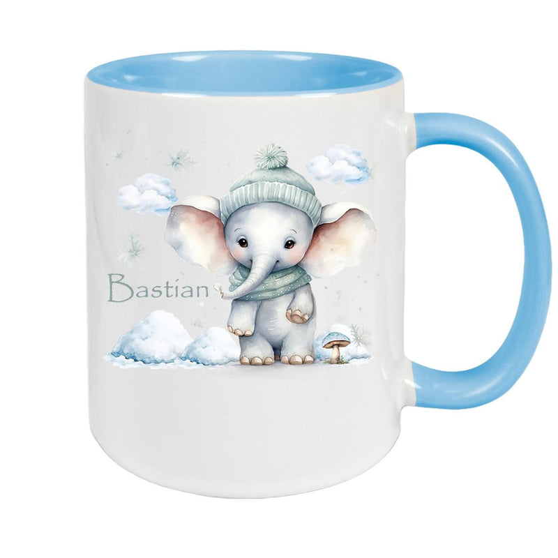 Tasse Wunschname Christmas Elefant 2 Keramik Kinderbecher versch. Farben