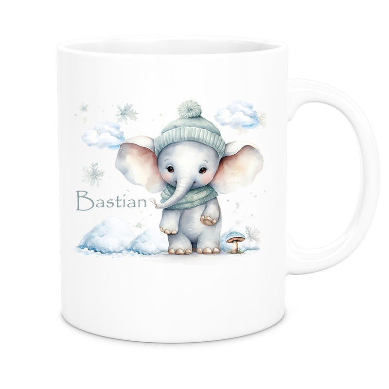 Tasse Wunschname Christmas Elefant 2 Keramik Kinderbecher versch. Farben