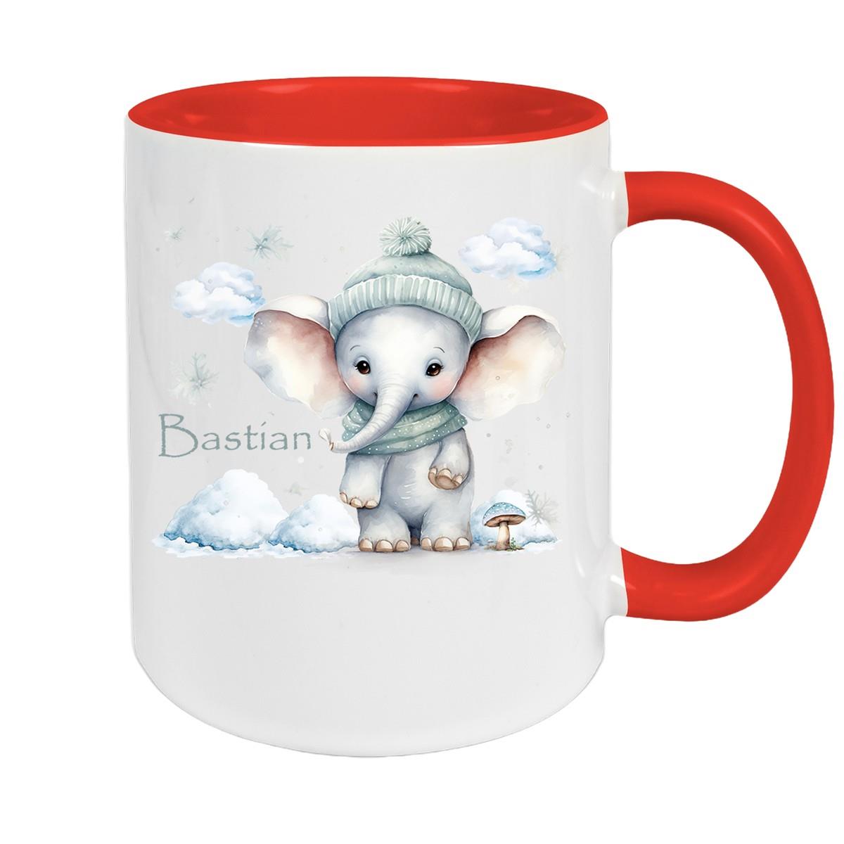Tasse Wunschname Christmas Elefant 2 Keramik Kinderbecher versch. Farben