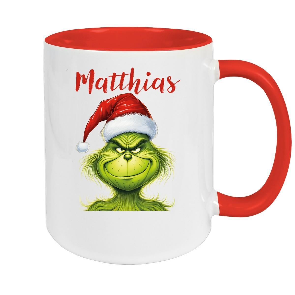 Tasse Wunschname Weihnachten Grinch 3 Keramik Kinderbecher versch. Farben