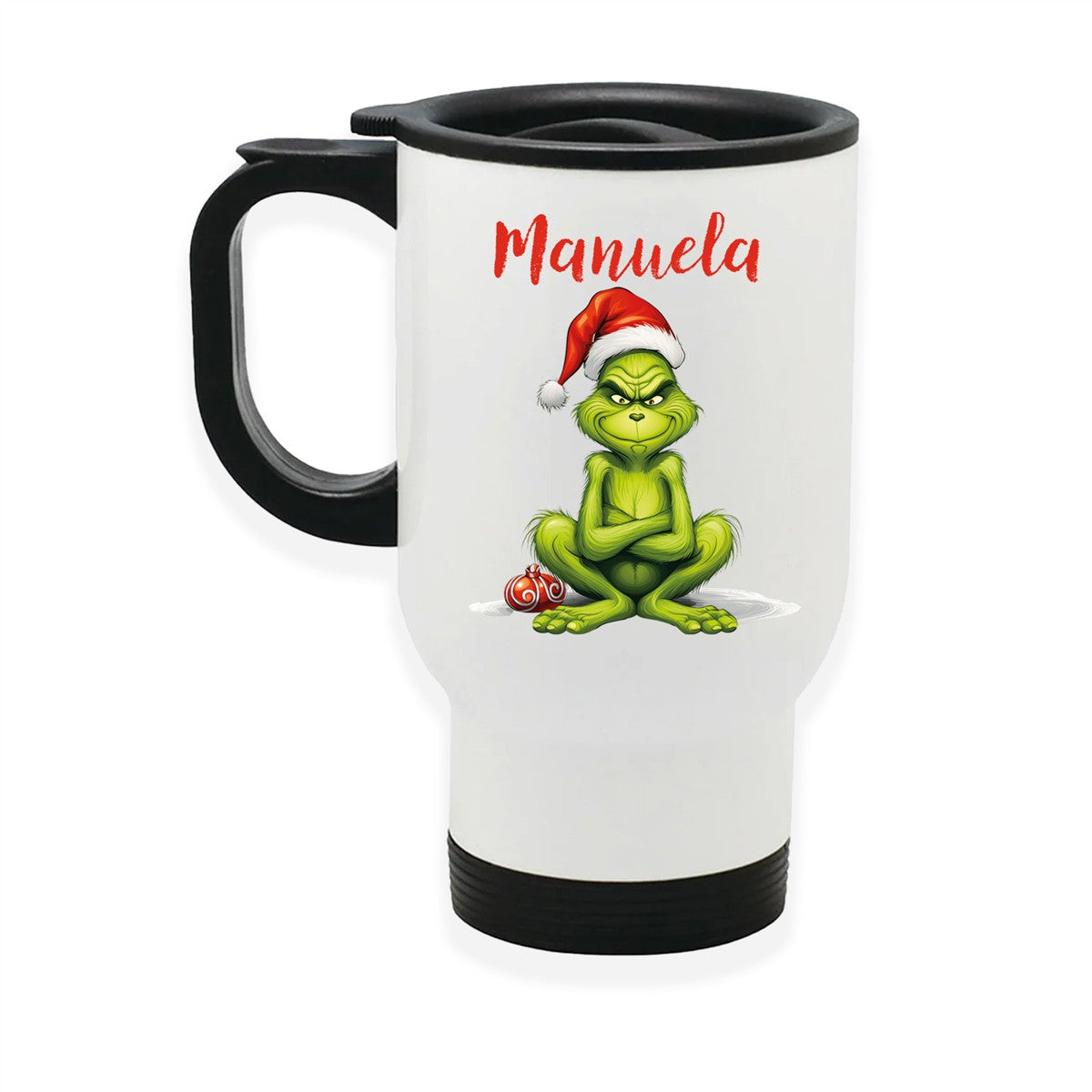 Edelstahl-Thermobecher mit Deckel Weihnachten Grinch 4 personalisiert weiß