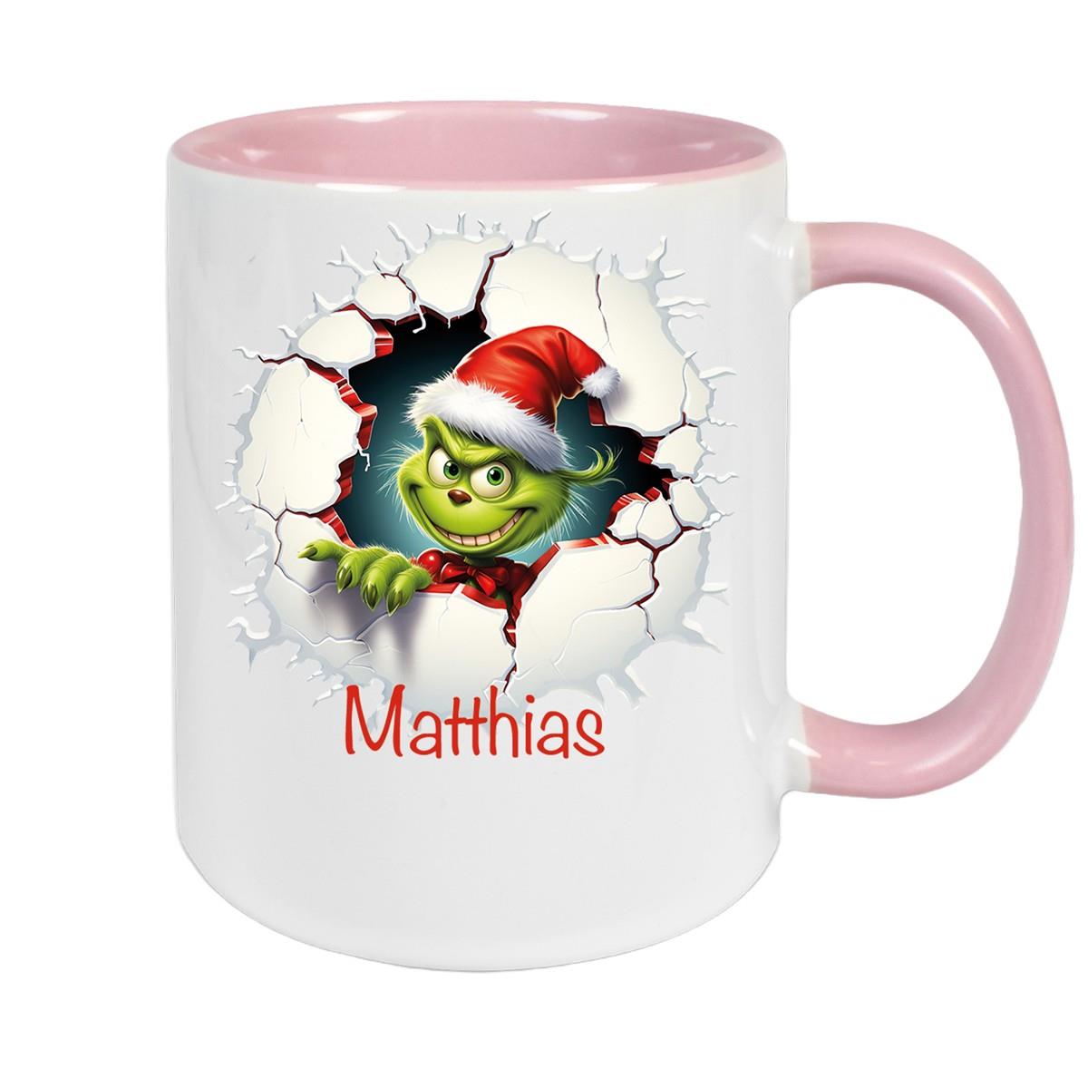 Tasse Wunschname Weihnachten Grinch 8 Keramik Kinderbecher versch. Farben